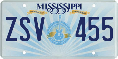 MS license plate ZSV455