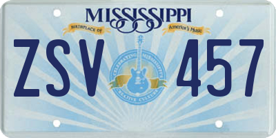 MS license plate ZSV457