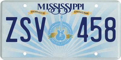 MS license plate ZSV458