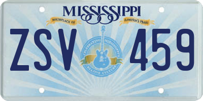 MS license plate ZSV459