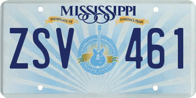 MS license plate ZSV461