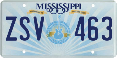 MS license plate ZSV463