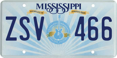 MS license plate ZSV466