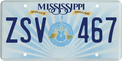 MS license plate ZSV467