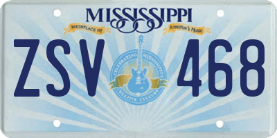 MS license plate ZSV468
