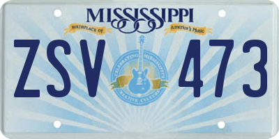 MS license plate ZSV473