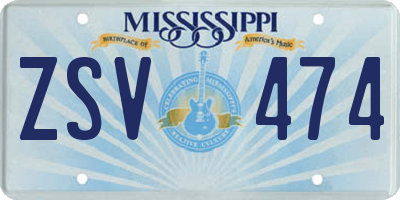 MS license plate ZSV474