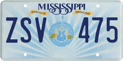 MS license plate ZSV475