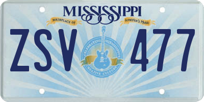 MS license plate ZSV477