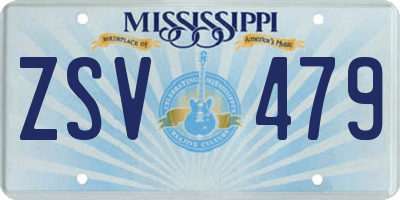 MS license plate ZSV479