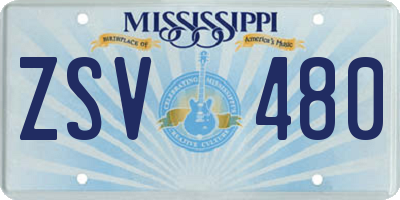 MS license plate ZSV480