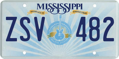 MS license plate ZSV482