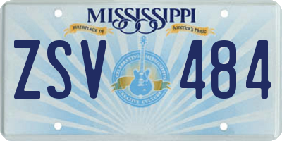 MS license plate ZSV484