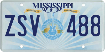 MS license plate ZSV488