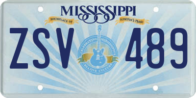 MS license plate ZSV489
