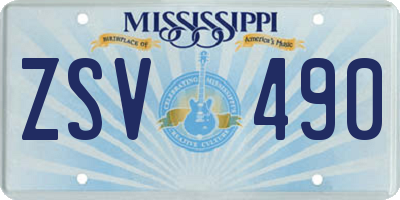 MS license plate ZSV490