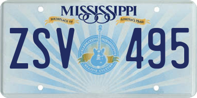 MS license plate ZSV495