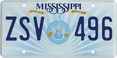 MS license plate ZSV496