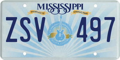 MS license plate ZSV497