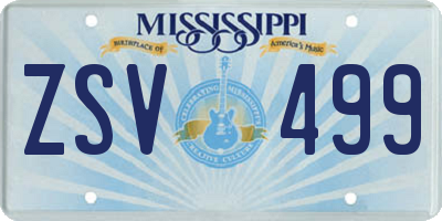 MS license plate ZSV499