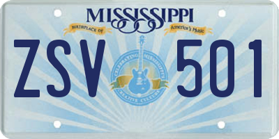 MS license plate ZSV501