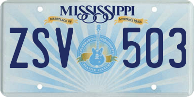 MS license plate ZSV503