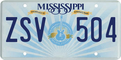 MS license plate ZSV504