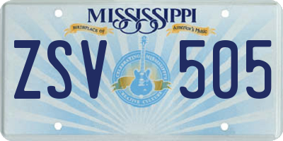 MS license plate ZSV505