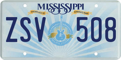 MS license plate ZSV508