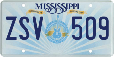 MS license plate ZSV509