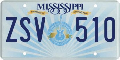 MS license plate ZSV510