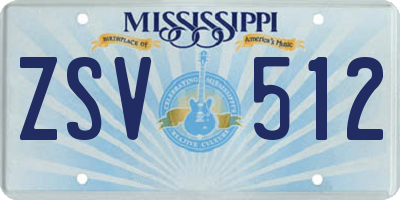 MS license plate ZSV512