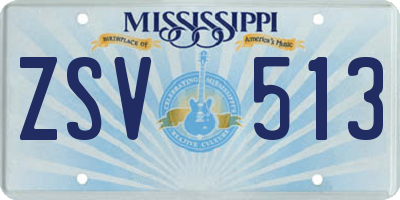 MS license plate ZSV513
