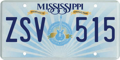 MS license plate ZSV515