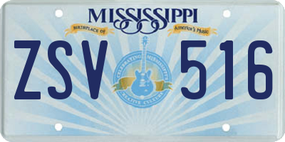 MS license plate ZSV516
