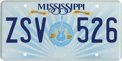 MS license plate ZSV526
