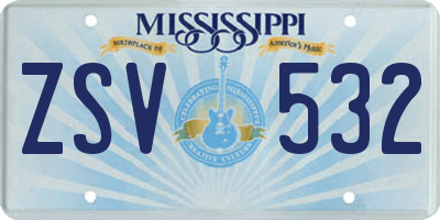 MS license plate ZSV532