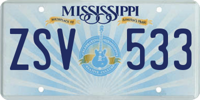 MS license plate ZSV533
