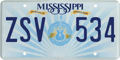 MS license plate ZSV534