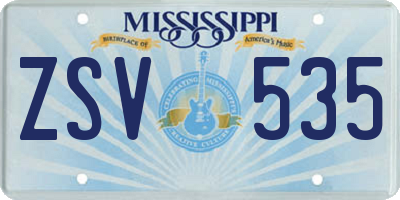 MS license plate ZSV535