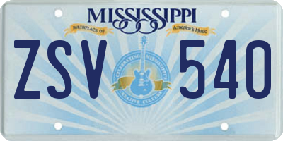 MS license plate ZSV540