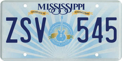 MS license plate ZSV545