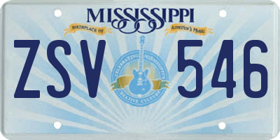 MS license plate ZSV546