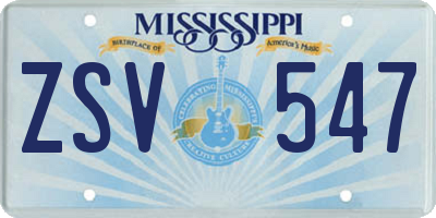 MS license plate ZSV547