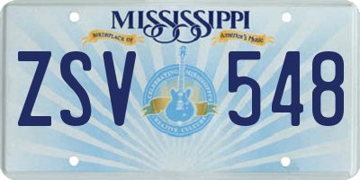 MS license plate ZSV548