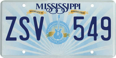 MS license plate ZSV549