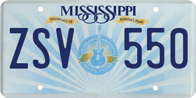MS license plate ZSV550