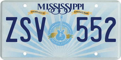 MS license plate ZSV552