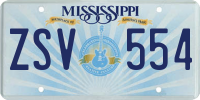 MS license plate ZSV554