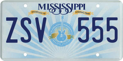MS license plate ZSV555